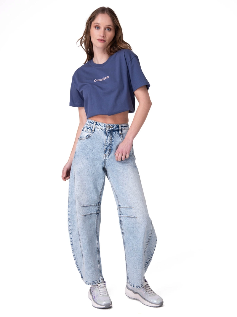 POLERA MANGA CORTA BOXY CATERPILLAR GRA MUJER AZUL CAT - 5