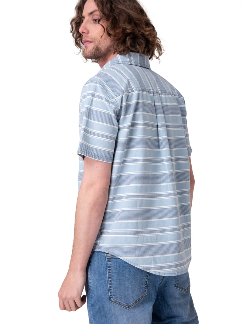 CAMISA MANGA CORTA CHAMBRAY PLAID SHORT HOMBRE AZUL CAT - 4