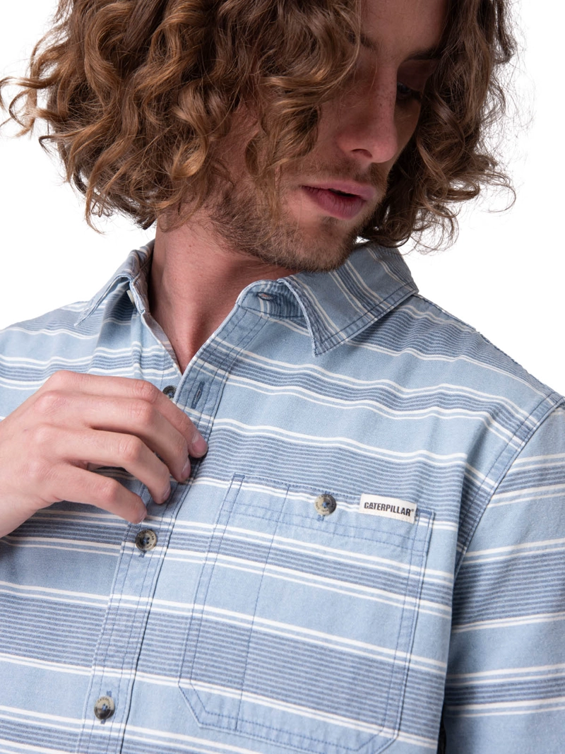 CAMISA MANGA CORTA CHAMBRAY PLAID SHORT HOMBRE AZUL CAT - 5