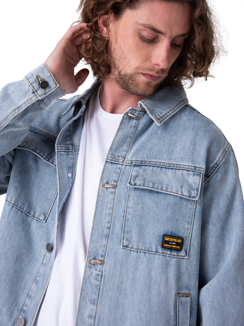 CHAQUETA DENIM WORK JACKET HOMBRE AZUL CAT - 4