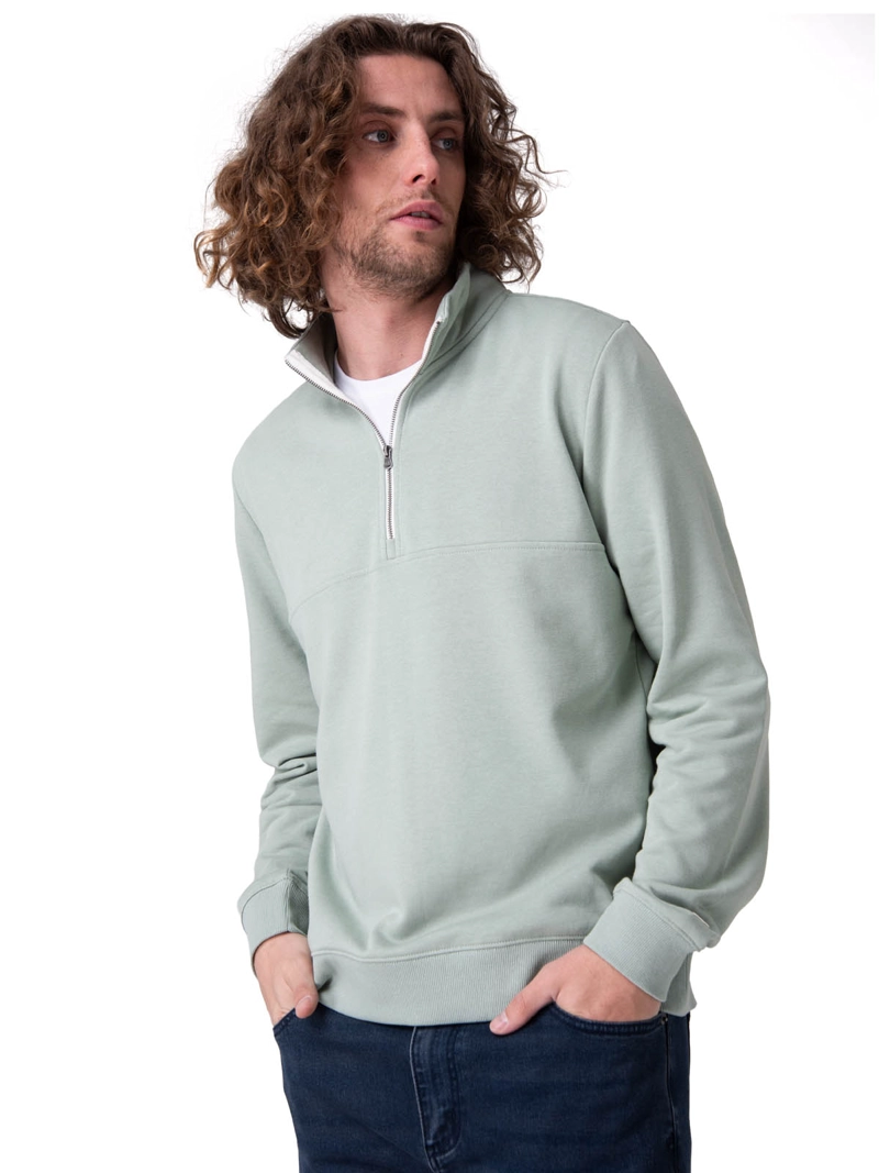 POLERON QUARTER ZIP COZY PUL HOMBRE VERDE CAT - 1