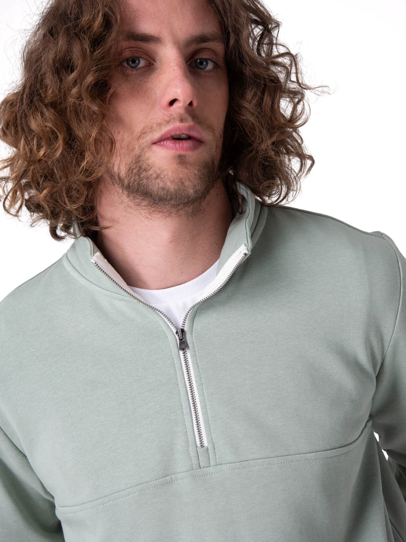 POLERON QUARTER ZIP COZY PUL HOMBRE VERDE CAT - 4