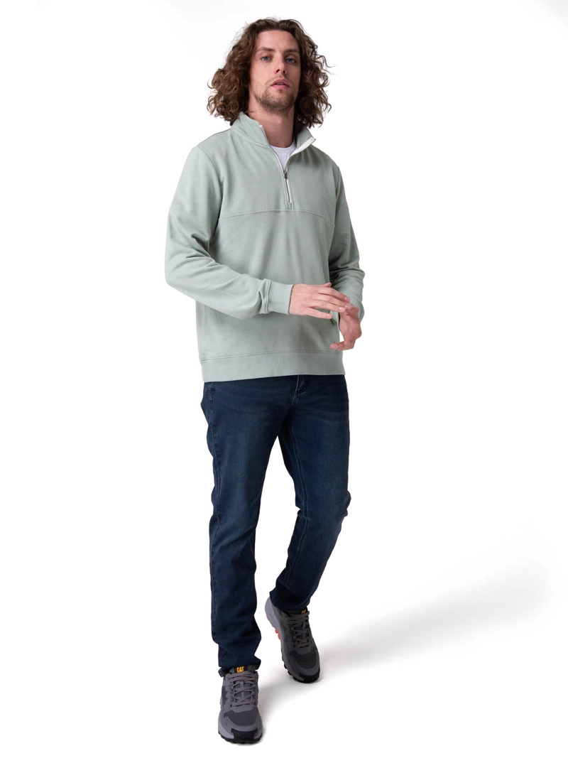 POLERON QUARTER ZIP COZY PUL HOMBRE VERDE CAT - 5