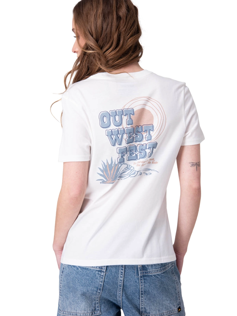 POLERA MANGA CORTA OUT WEST GRAPHIC TEE MUJER BLANCO CAT - 2