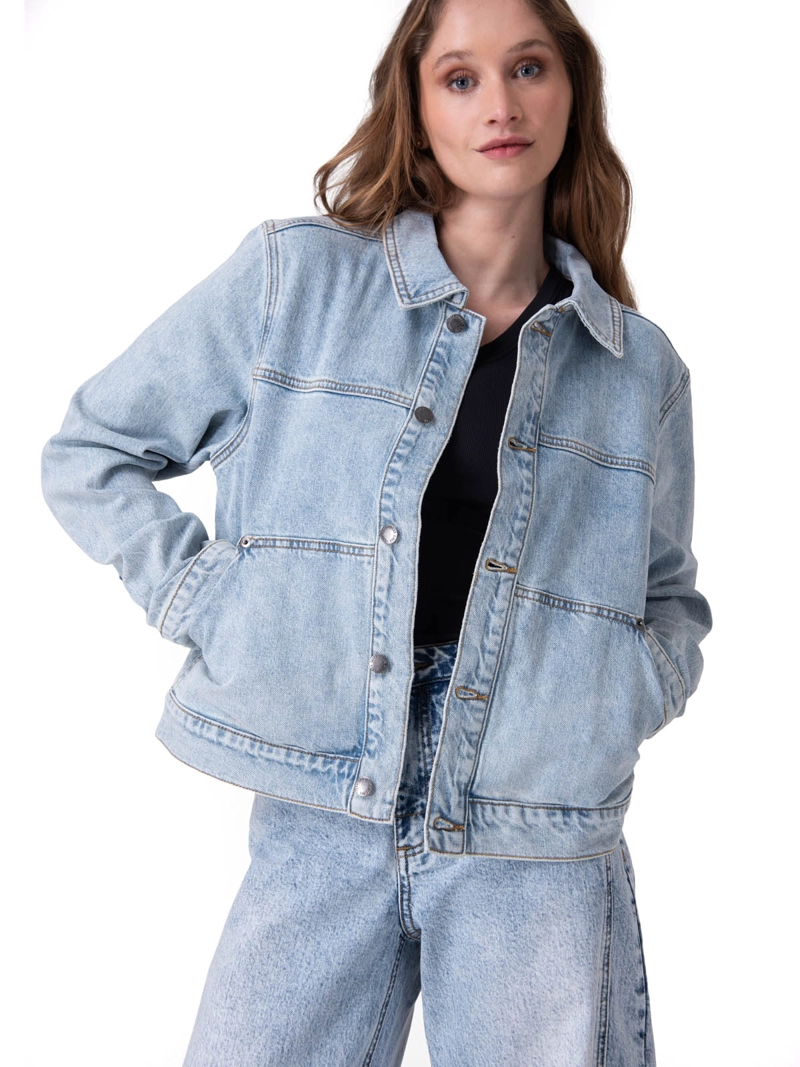 CHAQUETA RELAXED DENIM JACKET MUJER AZUL CAT - 1