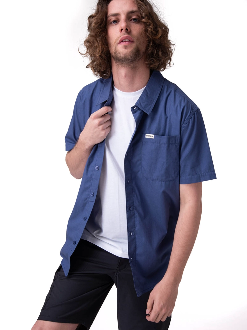 CAMISA MANGA CORTA POPLIN S/S SHIRT II HOMBRE AZUL CAT - 1