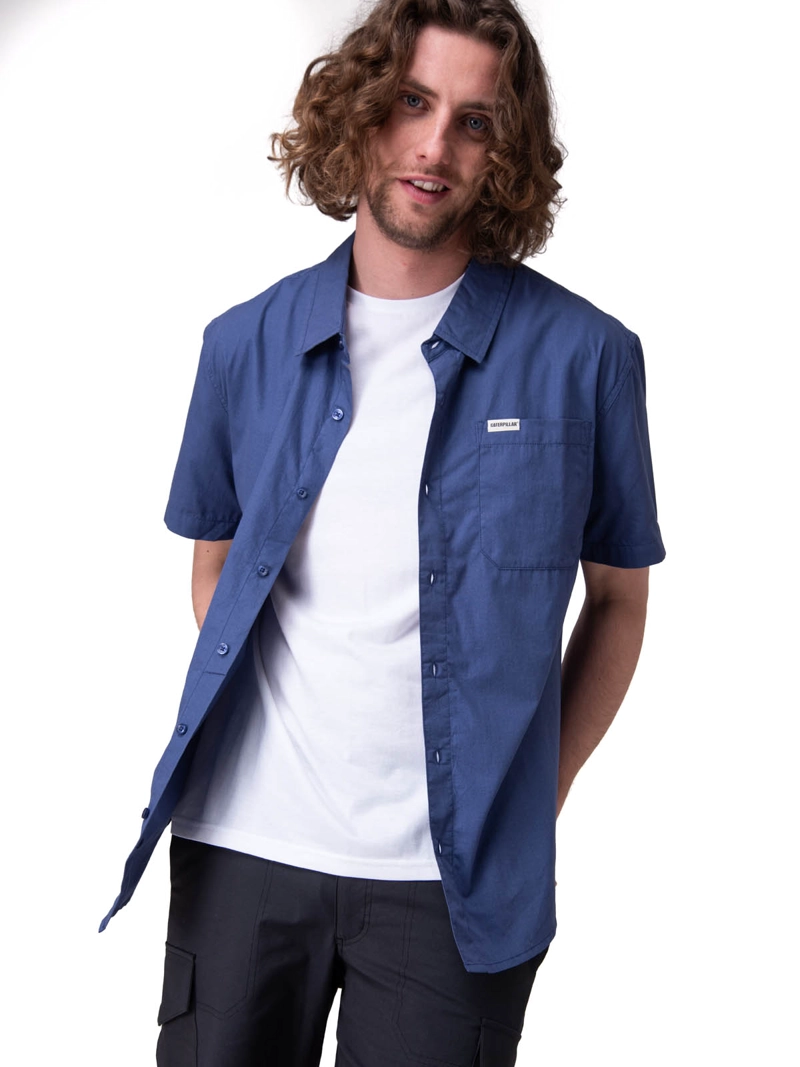 CAMISA MANGA CORTA POPLIN S/S SHIRT II HOMBRE AZUL CAT - 2