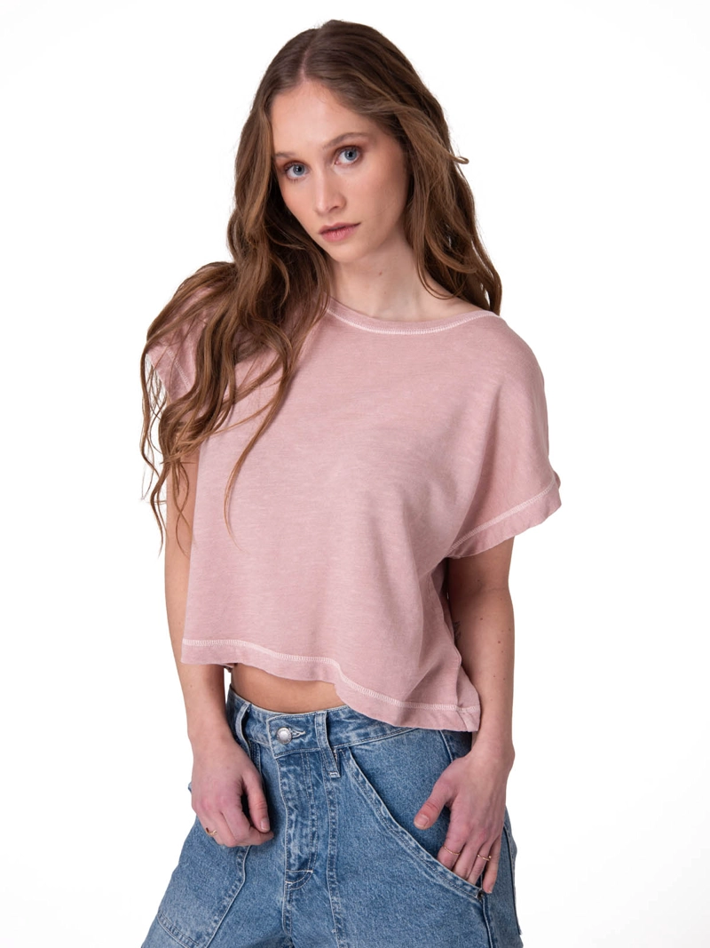 POLERA MANGA CORTA SLUB KNIT FASHION TO HOMBRE ROSADO CAT - 1