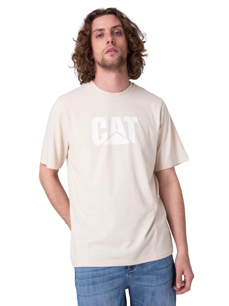 POLERA MANGA CORTA CAT LOGO TEE HOMBRE BEIGE/CRUDO CAT - 1