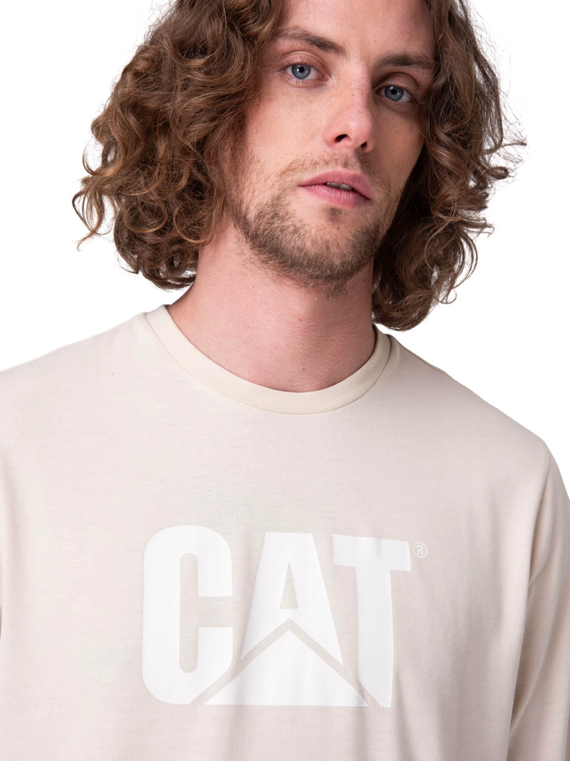 POLERA MANGA CORTA CAT LOGO TEE HOMBRE BEIGE/CRUDO CAT - 4