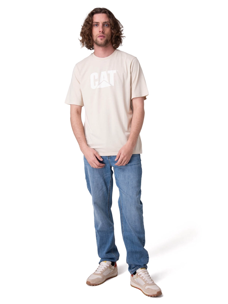 POLERA MANGA CORTA CAT LOGO TEE HOMBRE BEIGE/CRUDO CAT - 5