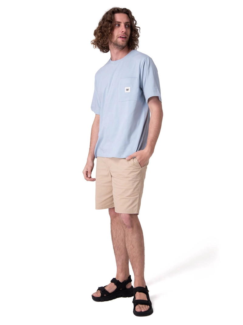 POLERA MANGA CORTA SOLID POCKET LABEL T HOMBRE CELESTE CAT - 5