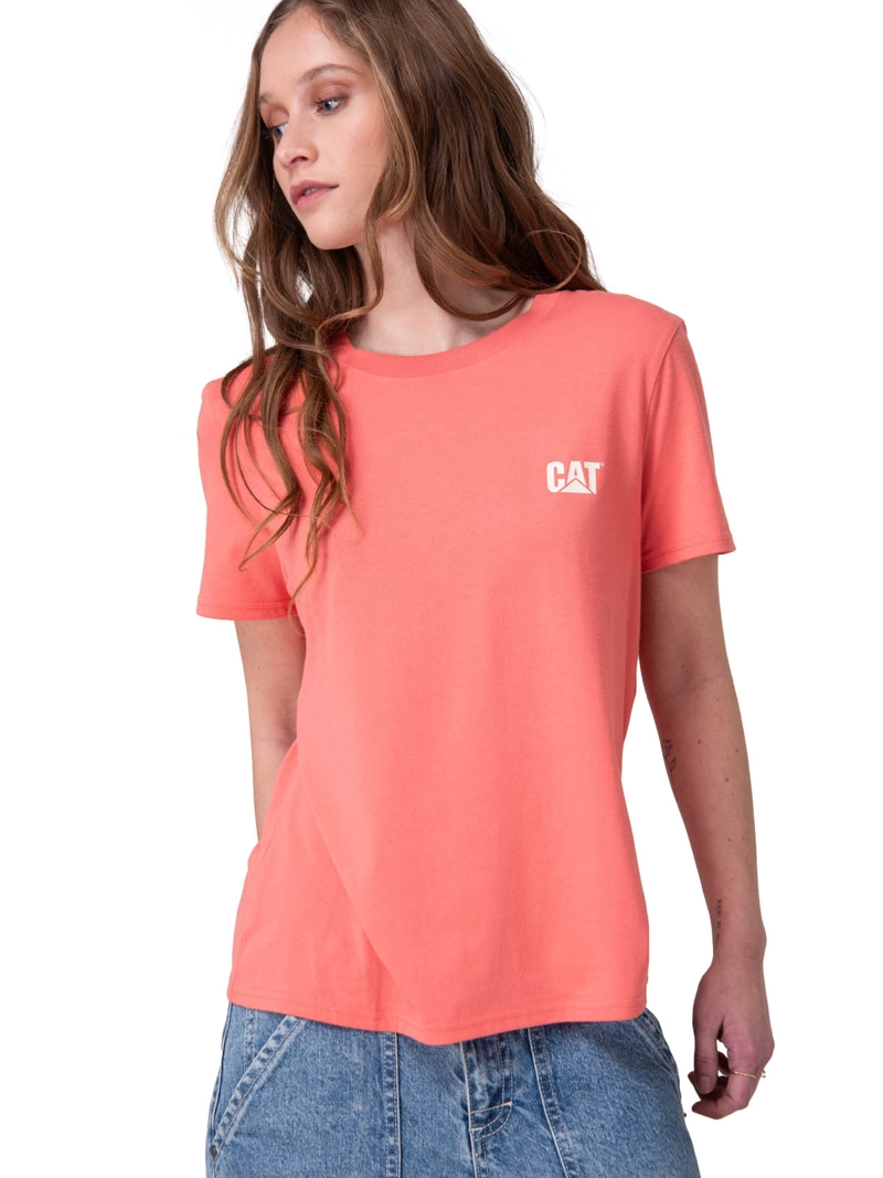POLERA MANGA CORTA CAT LOGO TEE MUJER ROSADO CAT - 1