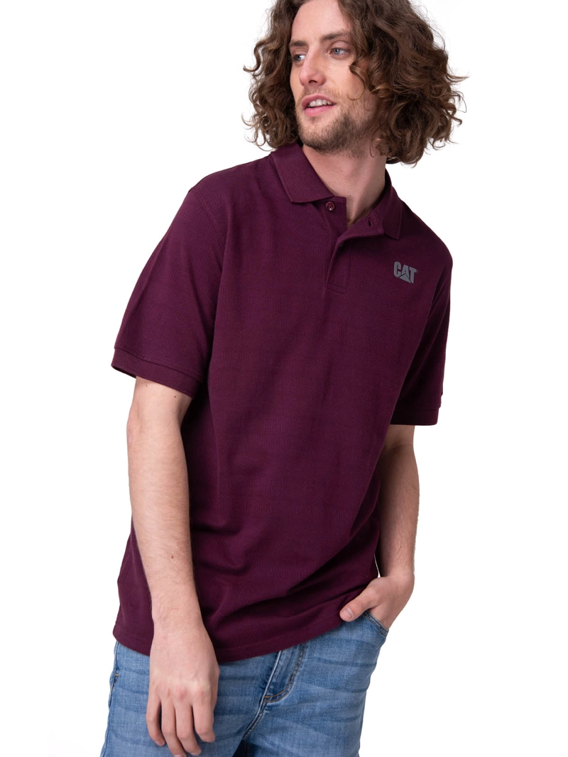 POLERA MANGA CORTA CAT LOGO JERSEY POLO HOMBRE MORADO CAT - 1