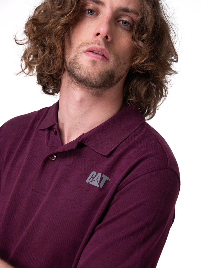 POLERA MANGA CORTA CAT LOGO JERSEY POLO HOMBRE MORADO CAT - 4