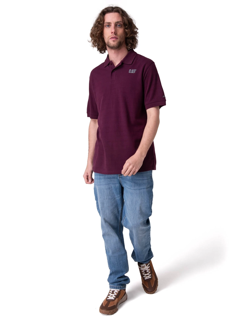 POLERA MANGA CORTA CAT LOGO JERSEY POLO HOMBRE MORADO CAT - 5