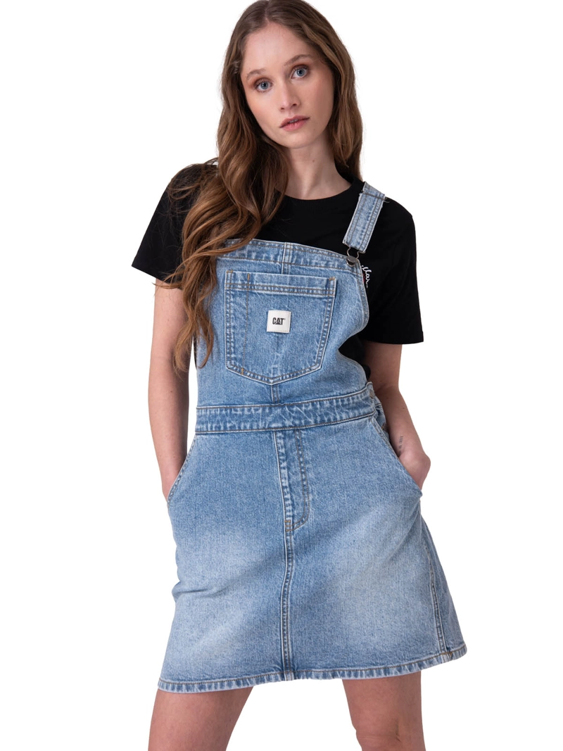 VESTIDO DENIM BIB DRESS MUJER AZUL CAT - 1