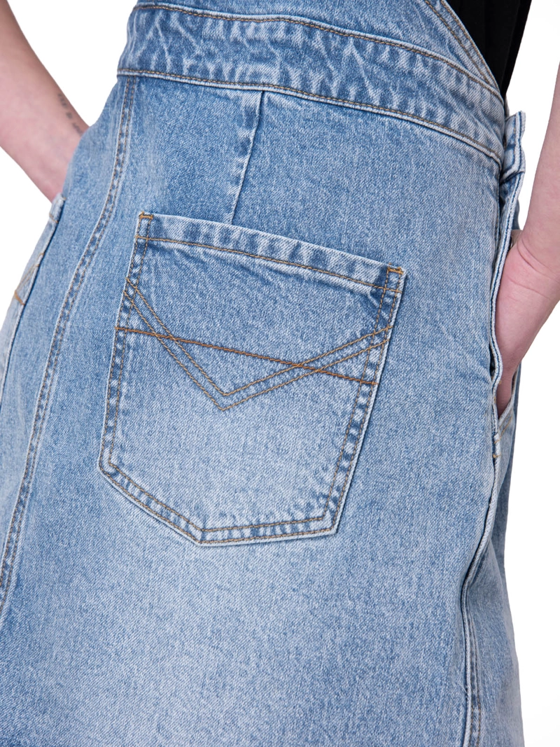 VESTIDO DENIM BIB DRESS MUJER AZUL CAT - 5