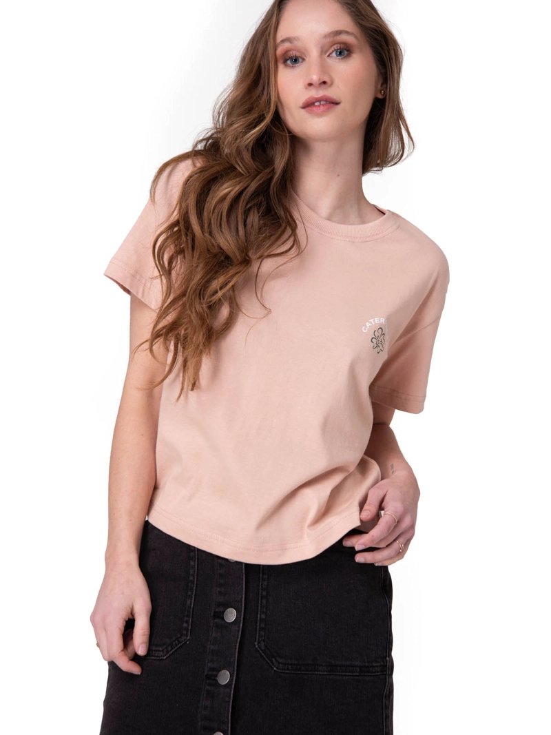POLERA MANGA CORTA BOXY FLOWER GRAPHIC MUJER ROSADO CAT - 1