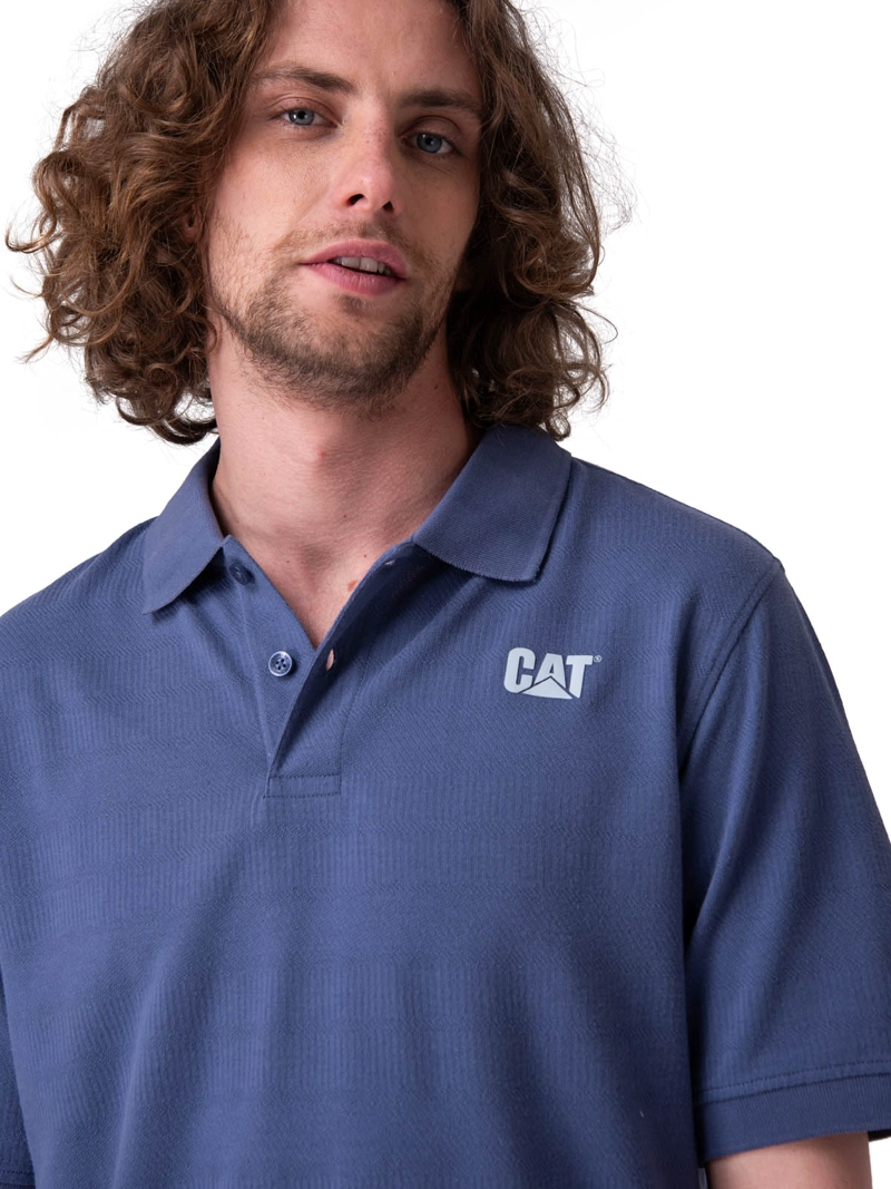 POLERA MANGA CORTA CAT LOGO JERSEY POLO HOMBRE AZUL CAT - 4