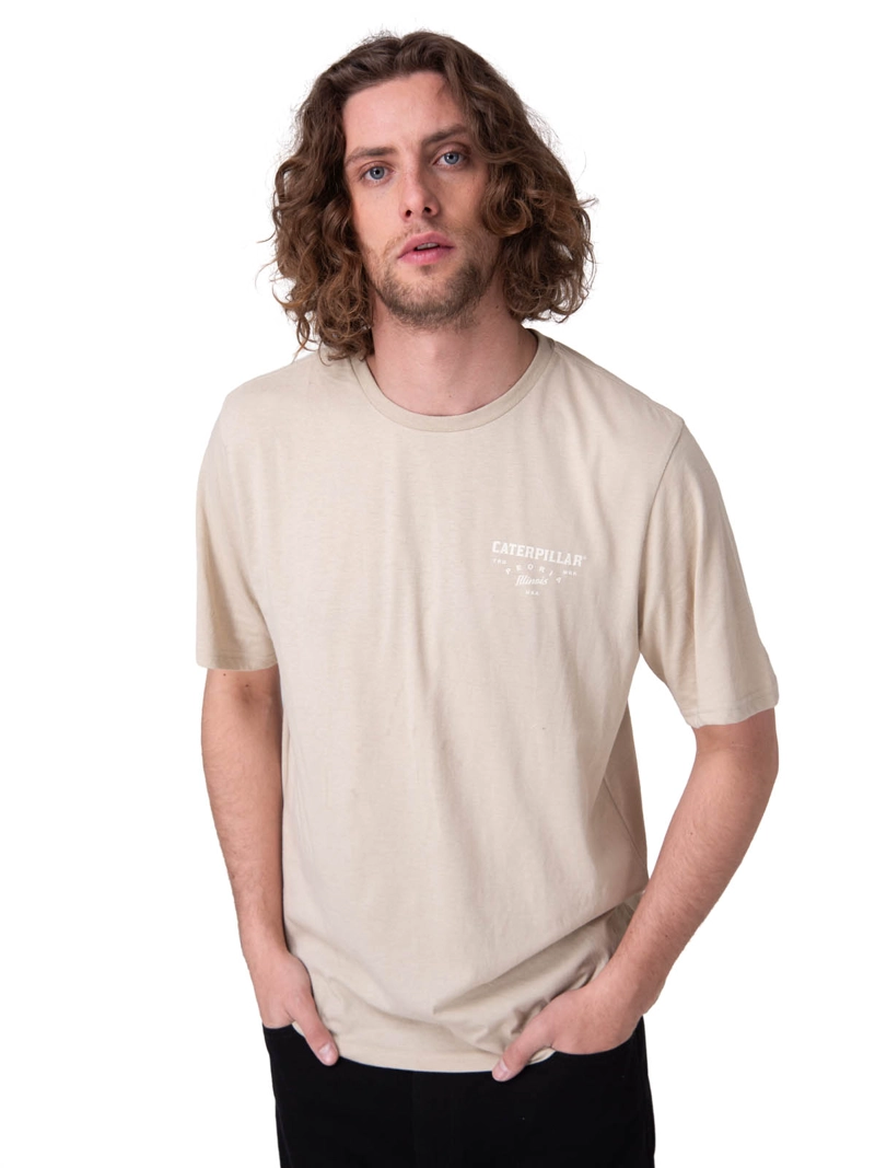 POLERA MANGA CORTA HERITAGE PEORIA GRAP HOMBRE BEIGE CAT - 1