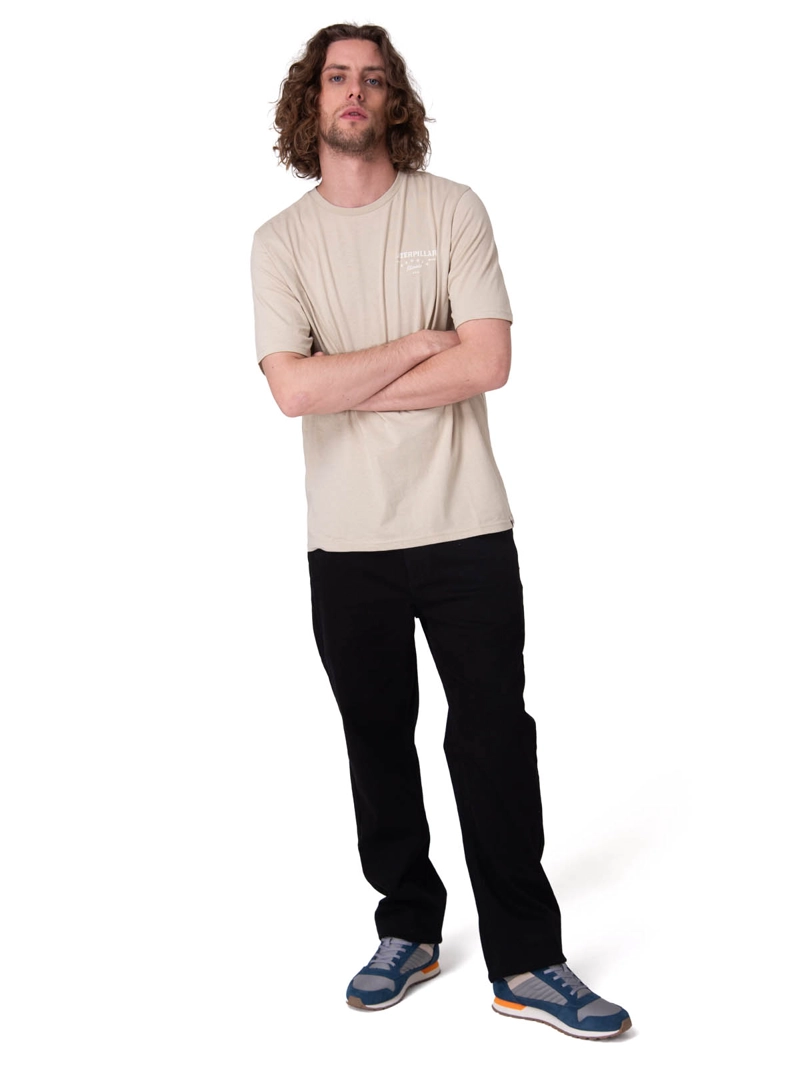POLERA MANGA CORTA HERITAGE PEORIA GRAP HOMBRE BEIGE CAT - 5