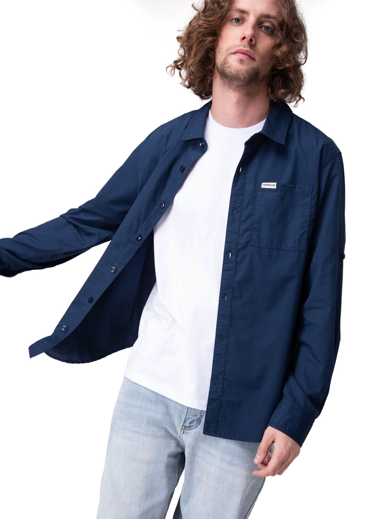 CAMISA MANGA LARGA CONVERTIBLE L/S POPL HOMBRE AZUL CAT - 2