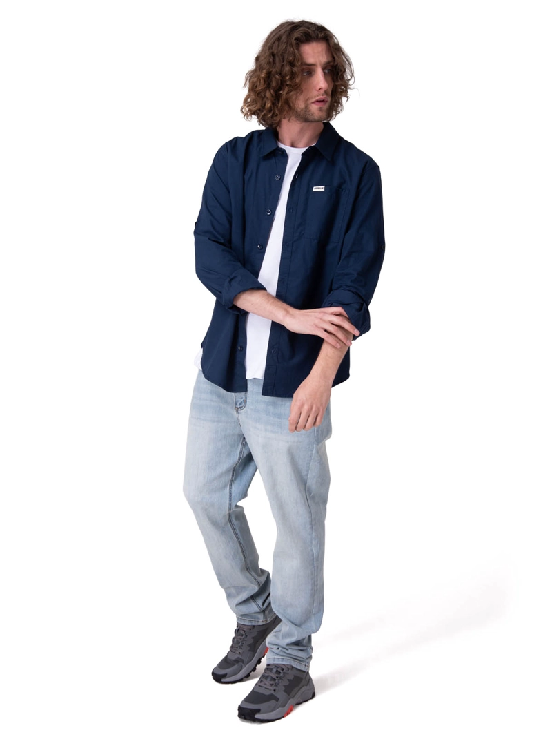 CAMISA MANGA LARGA CONVERTIBLE L/S POPL HOMBRE AZUL CAT - 6