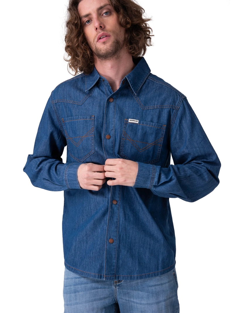 CAMISA MANGA LARGA DENIM WESTERN L/S SH HOMBRE AZUL CAT - 1
