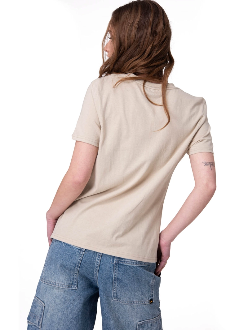 POLERA MANGA CORTA CATERPILLAR LOGO MUJER BEIGE/CRUDO CAT - 2
