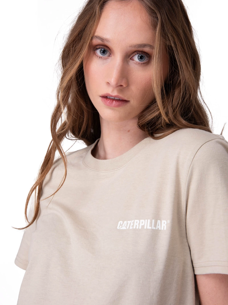 POLERA MANGA CORTA CATERPILLAR LOGO MUJER BEIGE/CRUDO CAT - 4