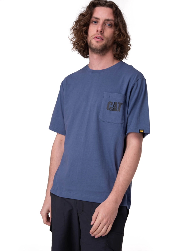 POLERA MANGA CORTA TOUGH CUT GRAPHIC PO HOMBRE AZUL CAT - 1