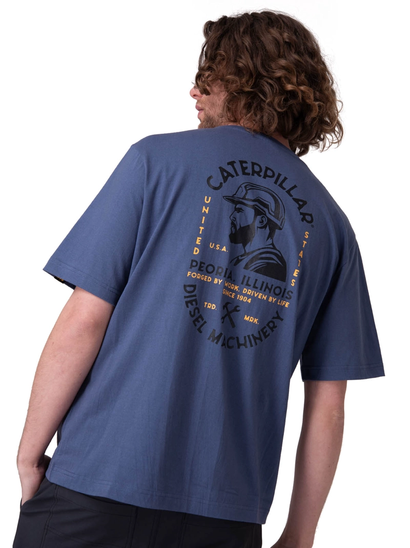 POLERA MANGA CORTA TOUGH CUT GRAPHIC PO HOMBRE AZUL CAT - 2