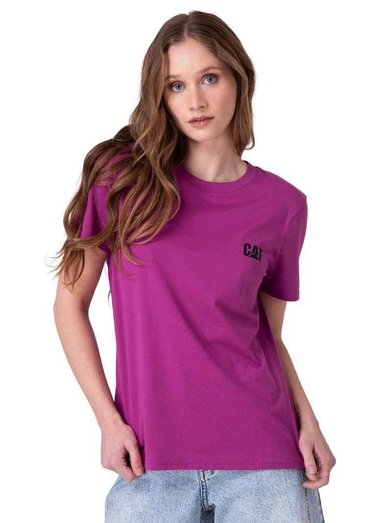 POLERA MANGA CORTA CAT LOGO TEE MUJER MORADO CAT - 1