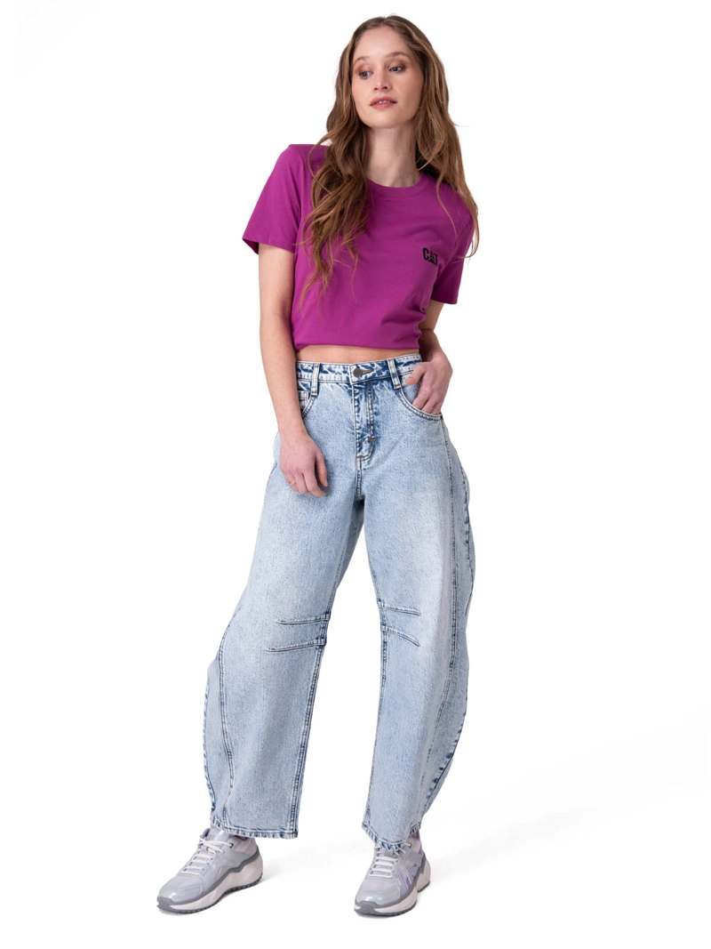 POLERA MANGA CORTA CAT LOGO TEE MUJER MORADO CAT - 5