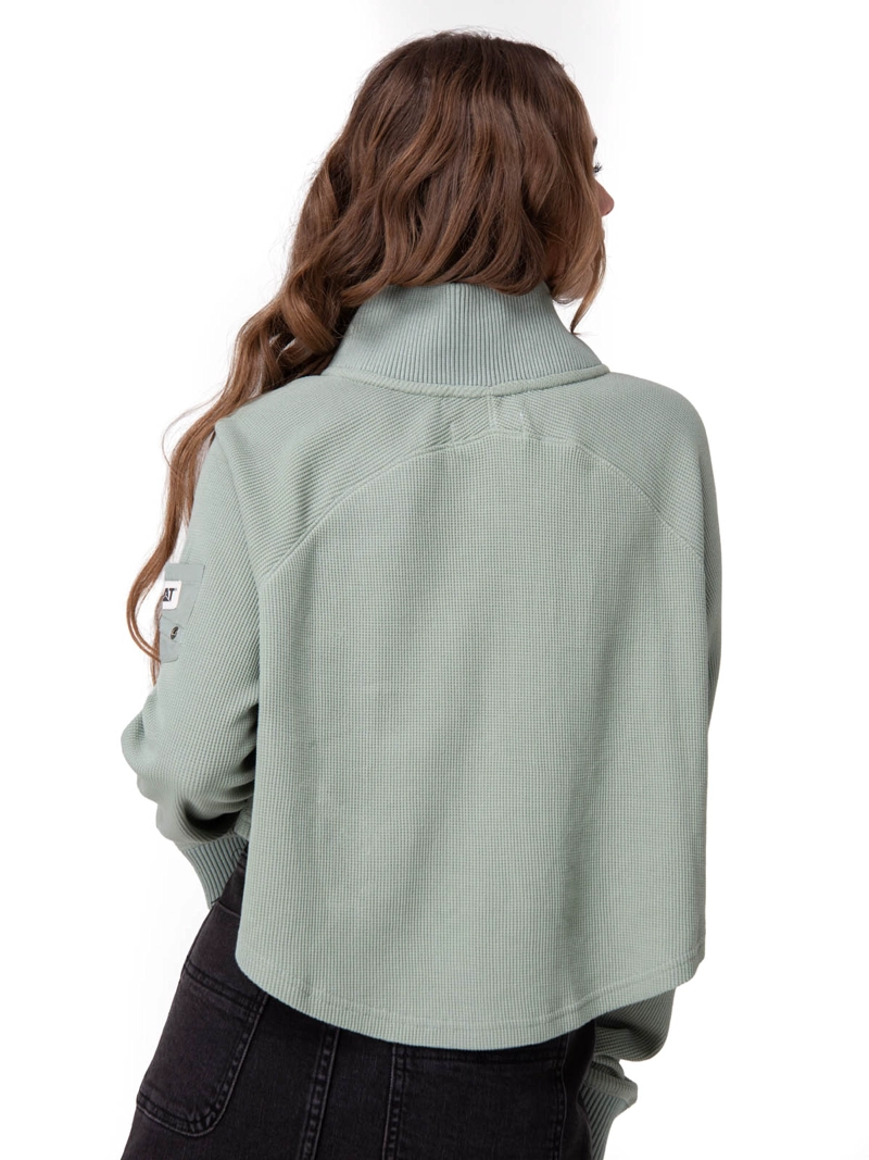 POLERON WAFFLE PULL-OVER MUJER VERDE CAT - 2