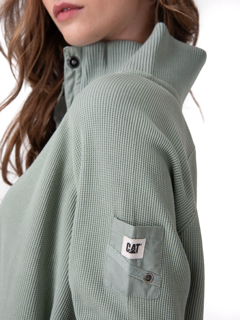 POLERON WAFFLE PULL-OVER MUJER VERDE CAT - 5