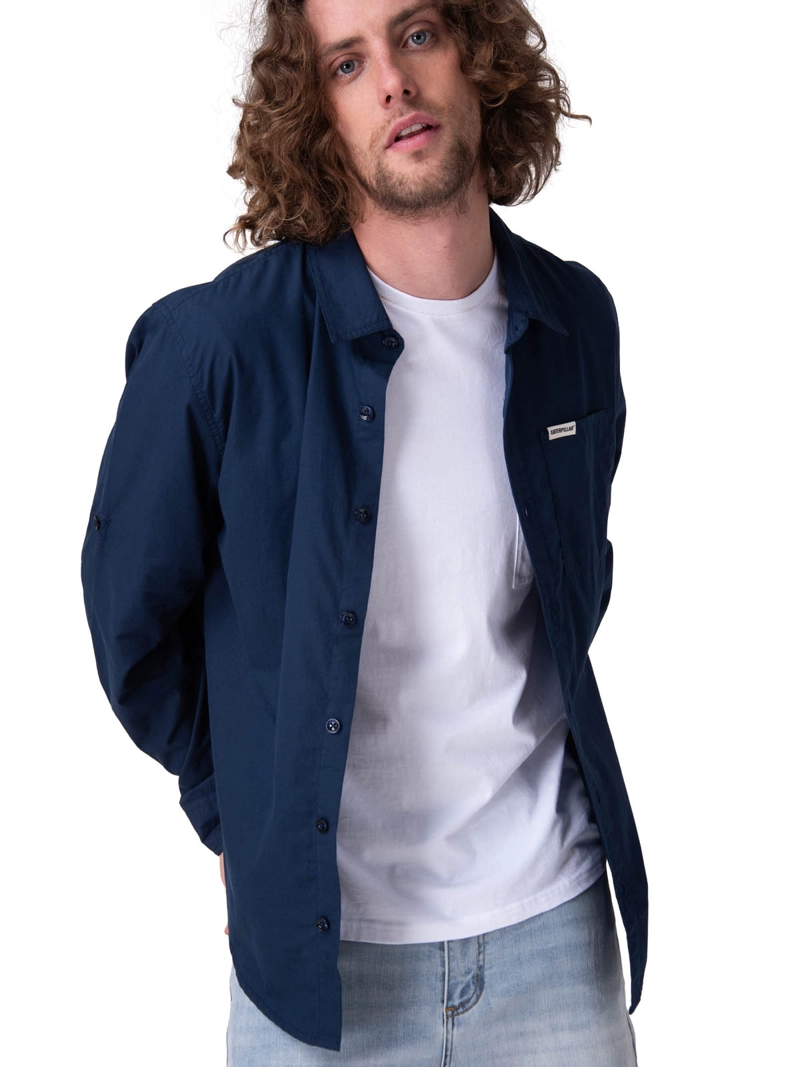 CAMISA MANGA LARGA CONVERTIBLE L/S POPL HOMBRE AZUL CAT - 1