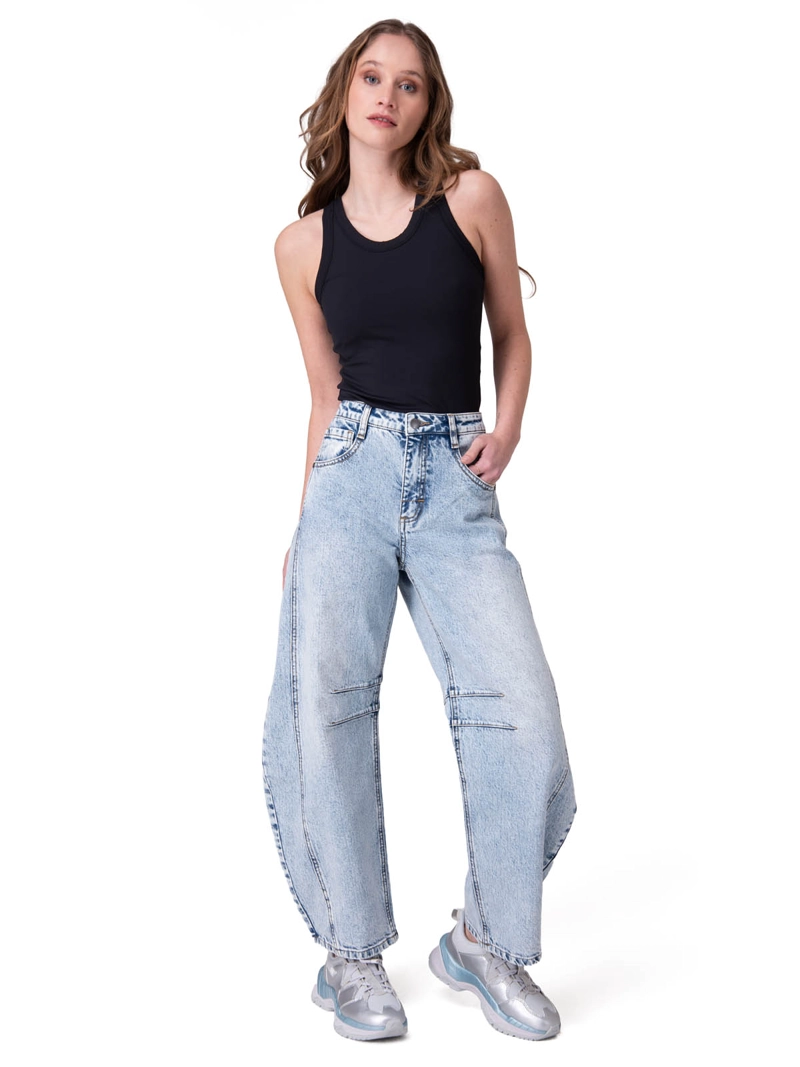 JEANS BARREL LEG JEAN MUJER CELESTE CAT - 5