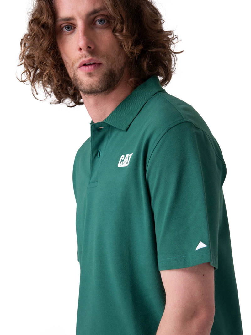 POLERA MANGA CORTA CAT LOGO PIQUE POLO HOMBRE VERDE CAT - 4