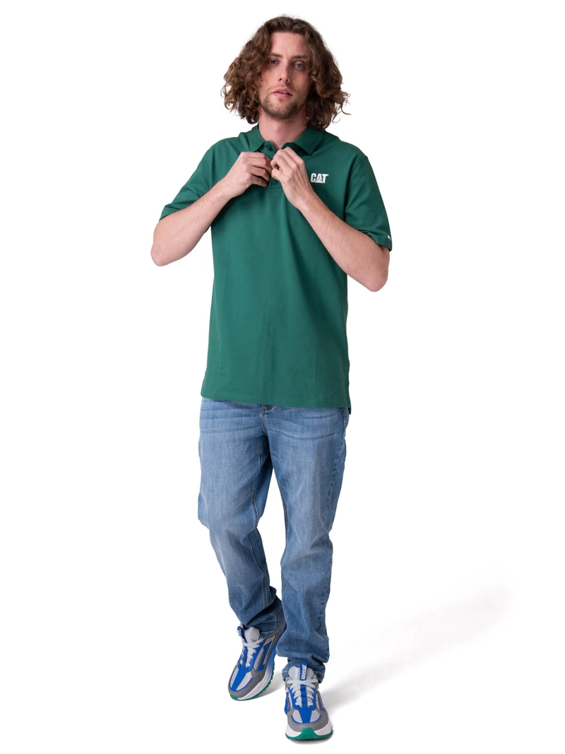 POLERA MANGA CORTA CAT LOGO PIQUE POLO HOMBRE VERDE CAT - 5
