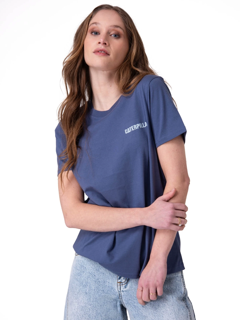 POLERA MANGA CORTA CATERPILLAR LOGO TEE MUJER AZUL CAT - 1
