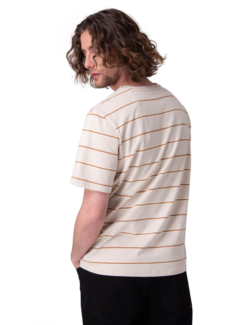 POLERA MANGA CORTA STRIPE LABEL TEE HOMBRE BEIGE/CRUDO CAT - 2