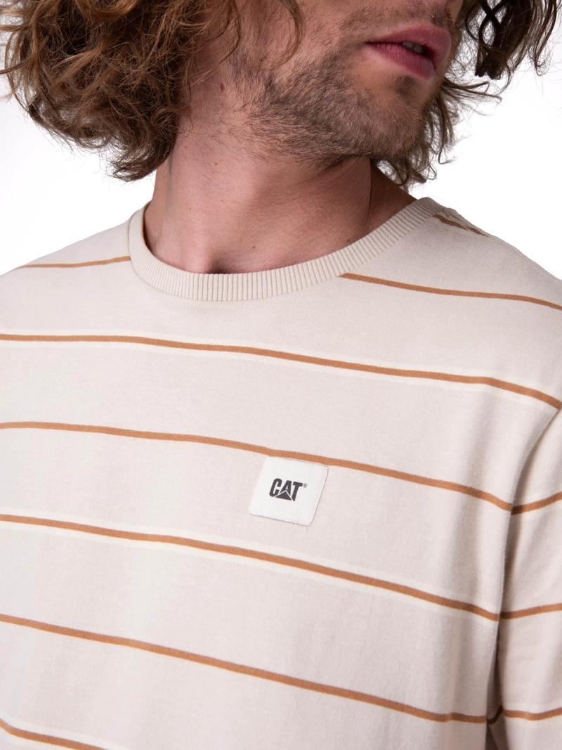 POLERA MANGA CORTA STRIPE LABEL TEE HOMBRE BEIGE/CRUDO CAT - 4