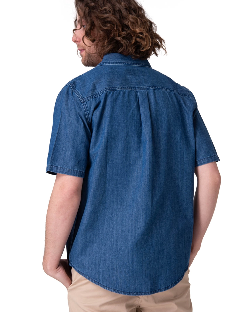 CAMISA MANGA CORTA CHAMBRAY SHORT SLEEV HOMBRE AZUL CAT - 5