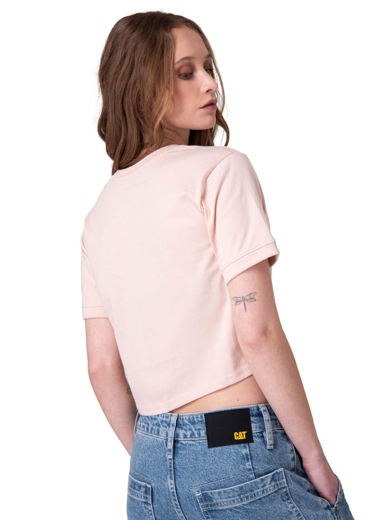 POLERA MANGA CORTA CROP METALLIC GRAPHI MUJER ROSADO CAT - 2