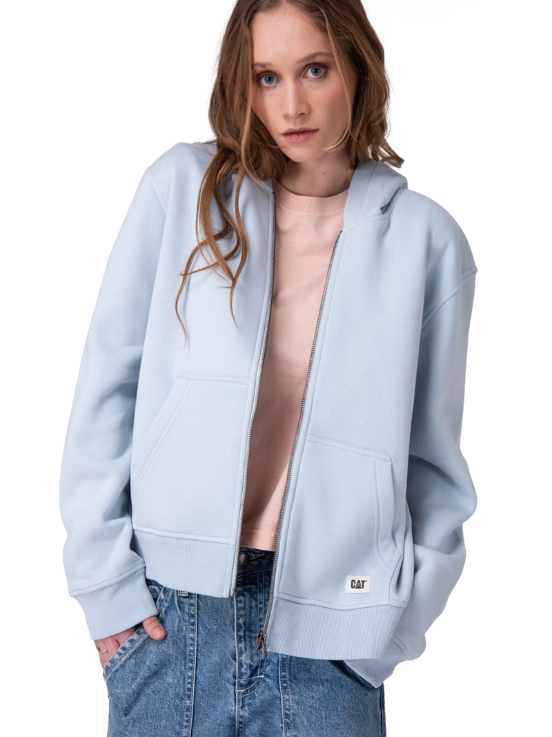 POLERON W CAT PATCH FULL ZIP MUJER CELESTE CAT - 1