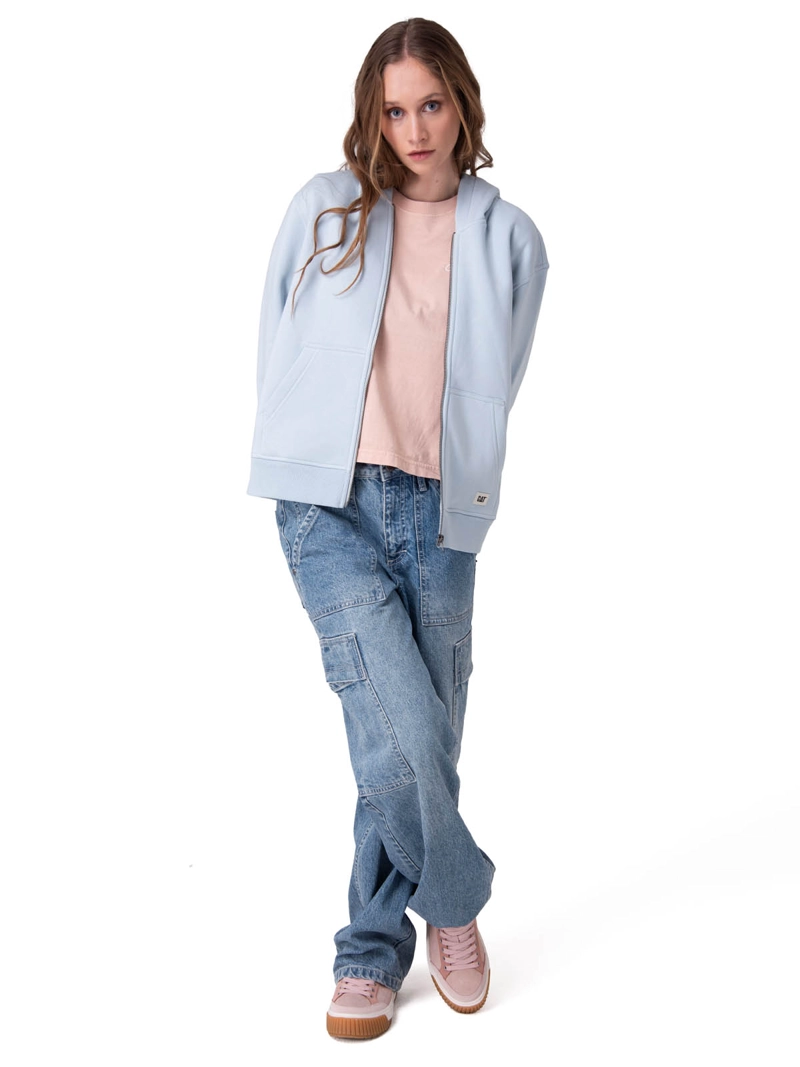 POLERON W CAT PATCH FULL ZIP MUJER CELESTE CAT - 7