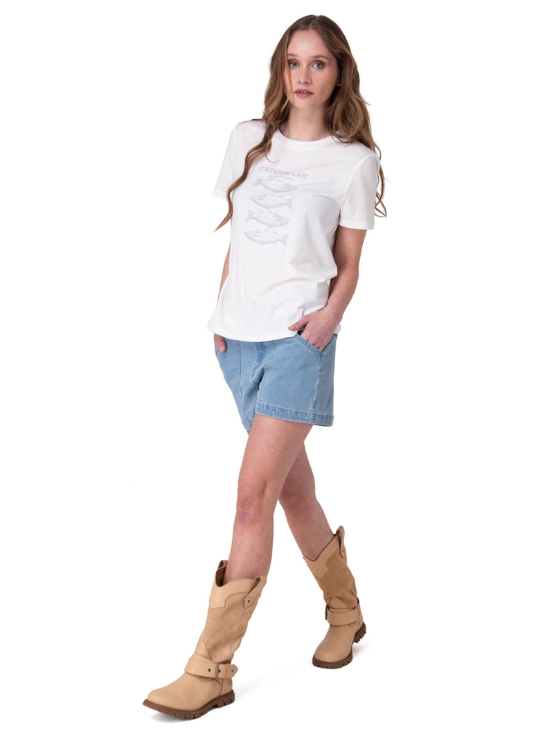 POLERA MANGA CORTA FISH GRAPHIC TEE MUJER BLANCO CAT - 5