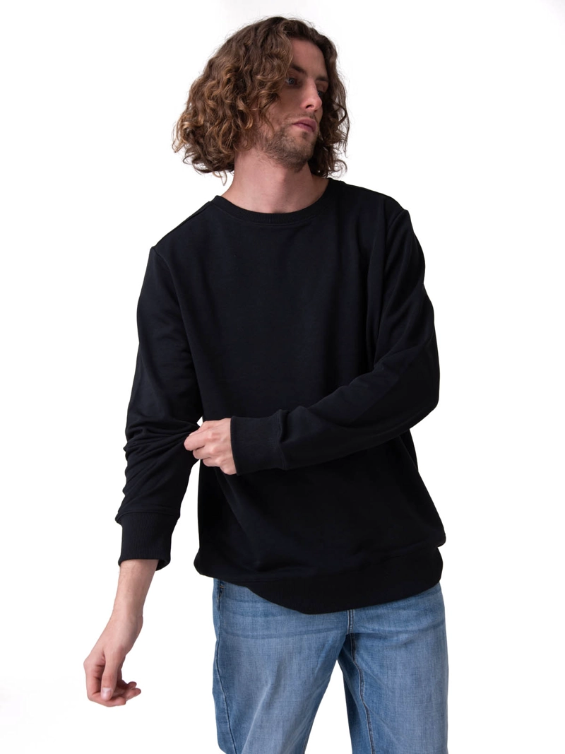 POLERON FRENCH TERRY CW NECK NEGRO HOMBRE CAT - 1